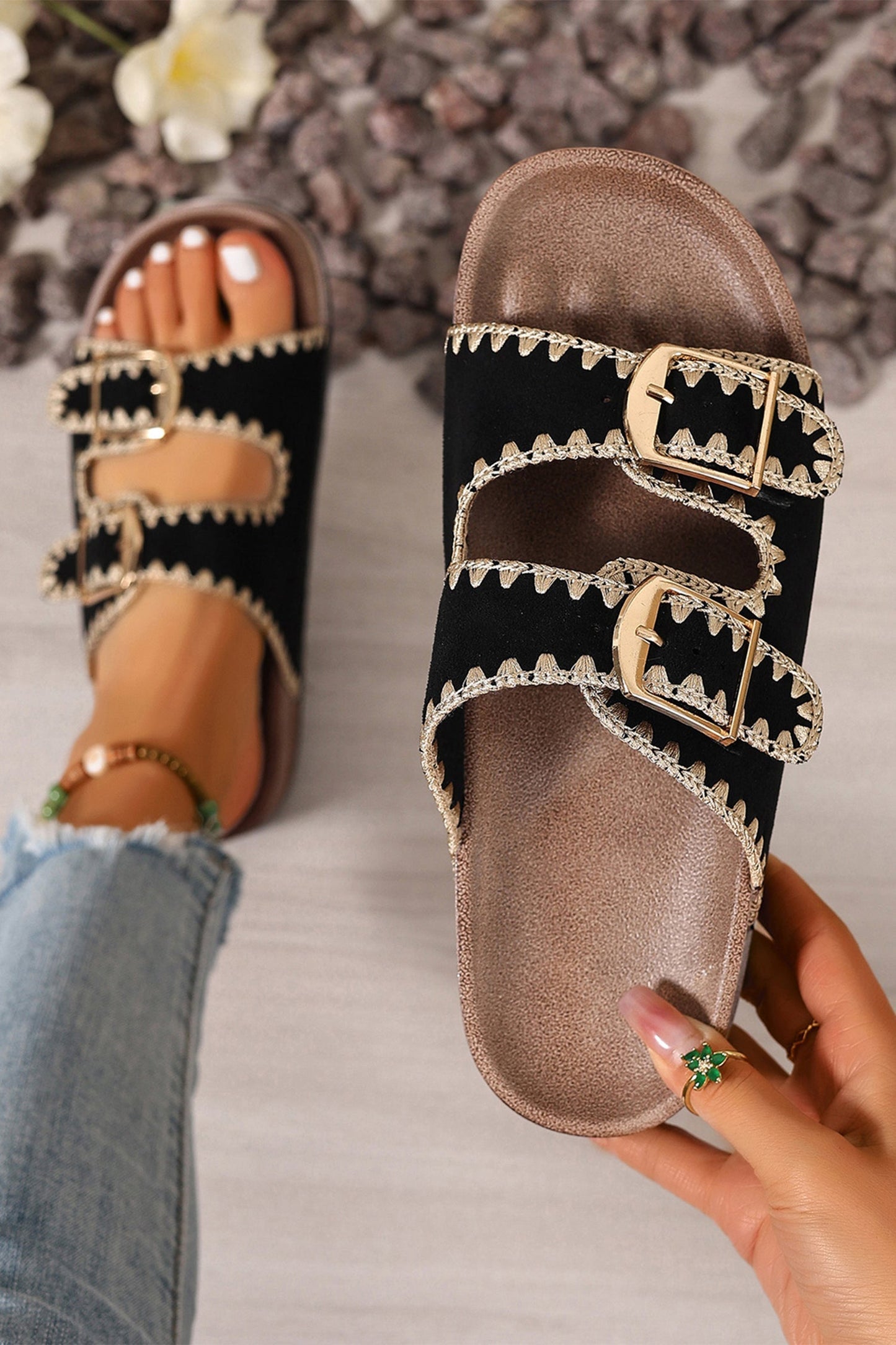 Kehlani Buckle Faux Suede Slippers LuxuryLifeWay Online Store