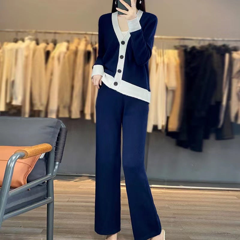 Casual Knitted Wool Two-piece Women's Clothing Loose Best YouTube Store