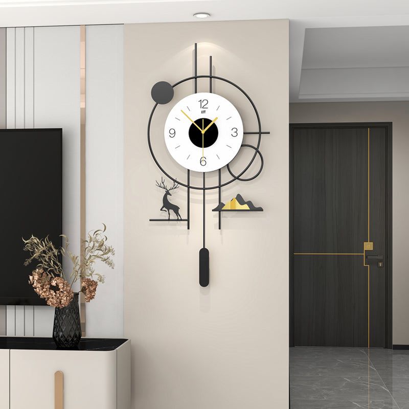 Modern Geometric Wall Clock Minimalist Metal Decor With Pendulum Design PearlNestDecor.com
