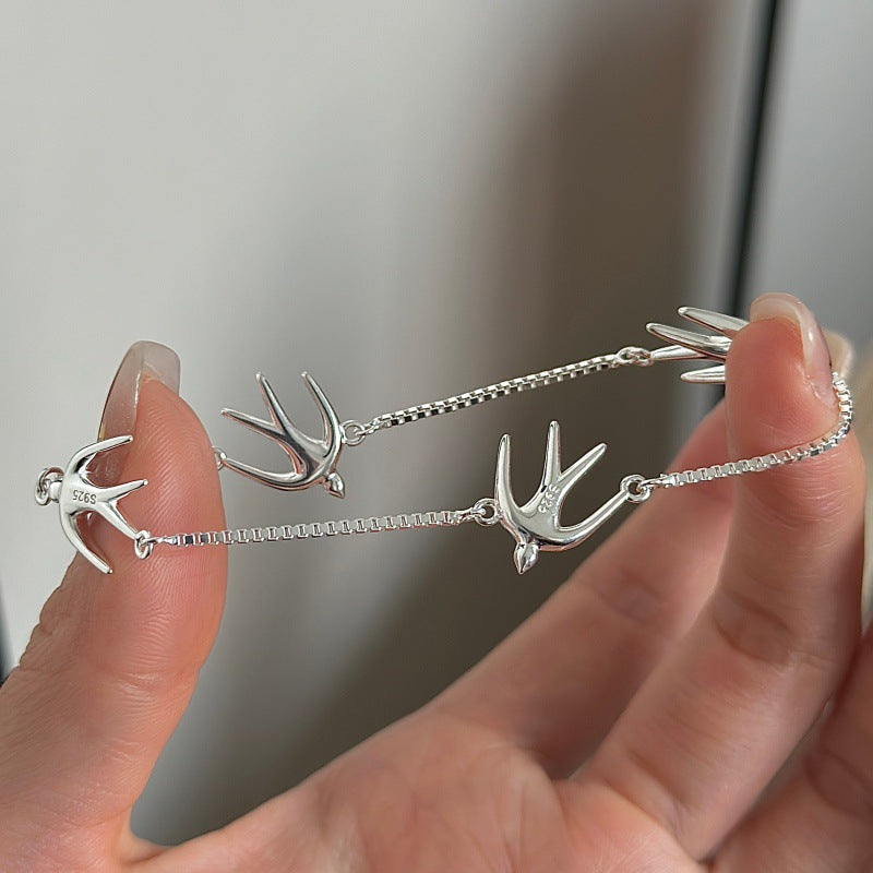 S925 Sterling Silver Swallow Bracelet LadyShow.Store