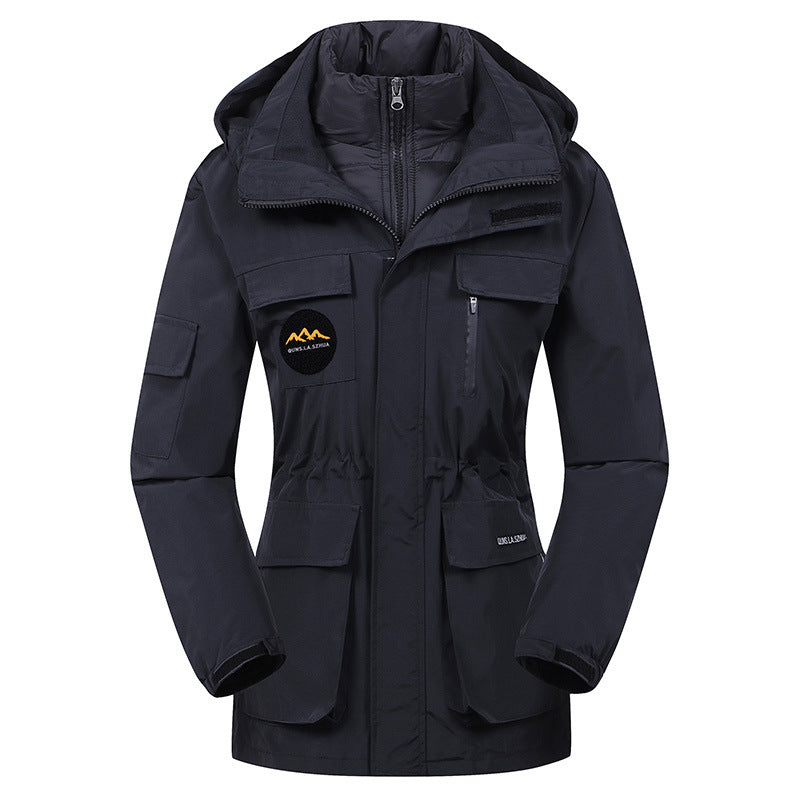 Down Cotton Liner Detachable Three-in-one Shell Jacket Winter Coat Best YouTube Store