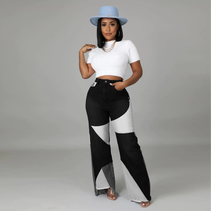 Summer New Women's Patchwork Denim Pants Pi-Mart