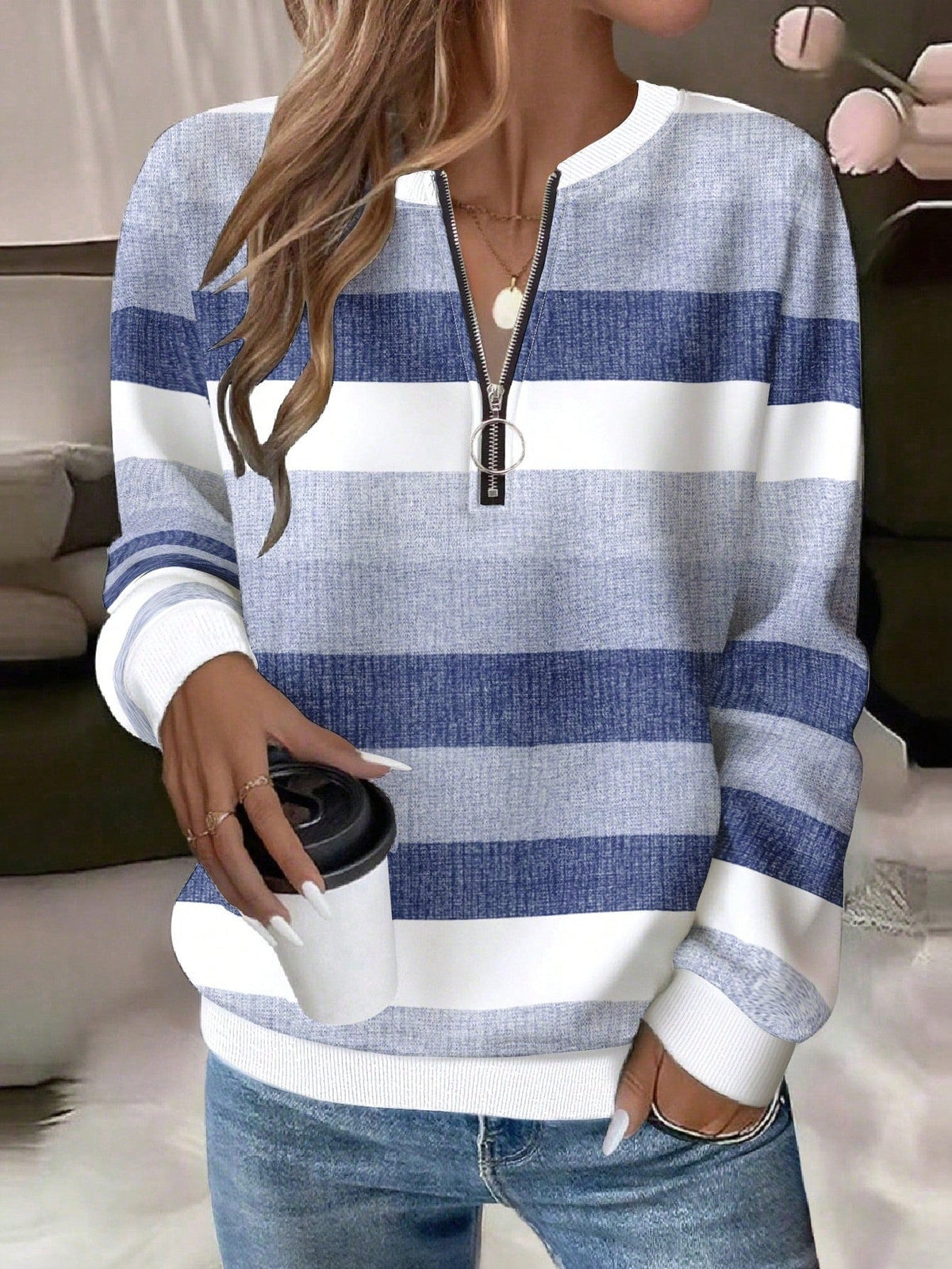 2026 Foreign Trade Women's HalfZip LongSleeve Sweatshirt Fashion Hoodie For Women NorixaFashion.com