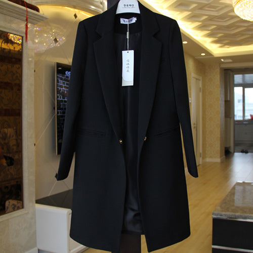Chic Long Blazer, Slim Fit, Versatile Solid Jacket Pi-Mart