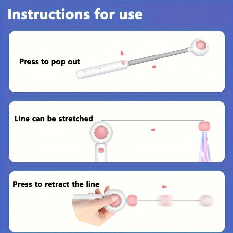 Cat Teaser Stick, Retractable Cat Wand With Replacement Head, Cat Feather Toy, Cat Interactive Toy For Indoor Cats For Relief Boredom And Exercise Pets Fashion
