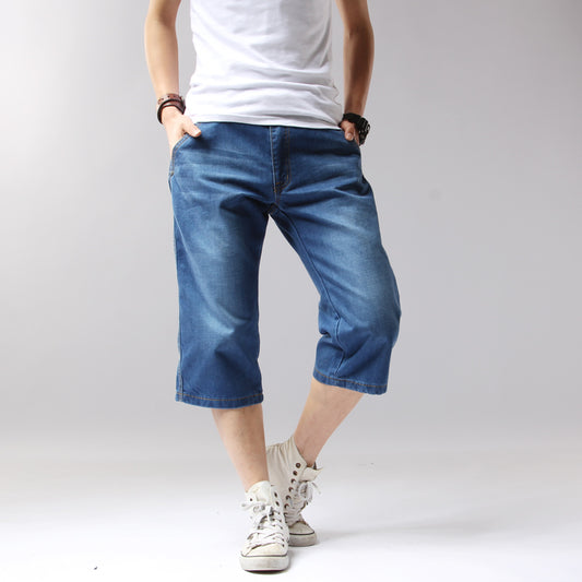 Men's Summer Loose Fit Denim Capris (Light Color) Pi-Mart