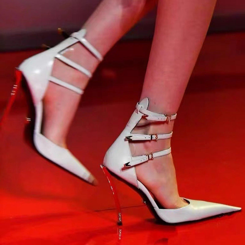 Women's Pointed Patent Leather High Heel Sandals Best YouTube Store
