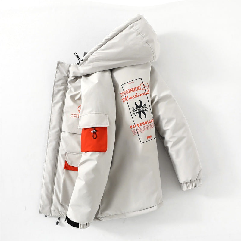 Fashion Print Hooded Cotton Jacket for Men Winter Wear Pi-Mart