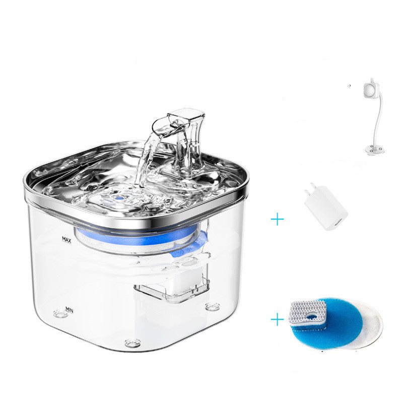 Pet Cat Dog Stainless Steel Automatic Circulation Water Dispenser Intelligent Fountain Pets Accessories Pets Fashion