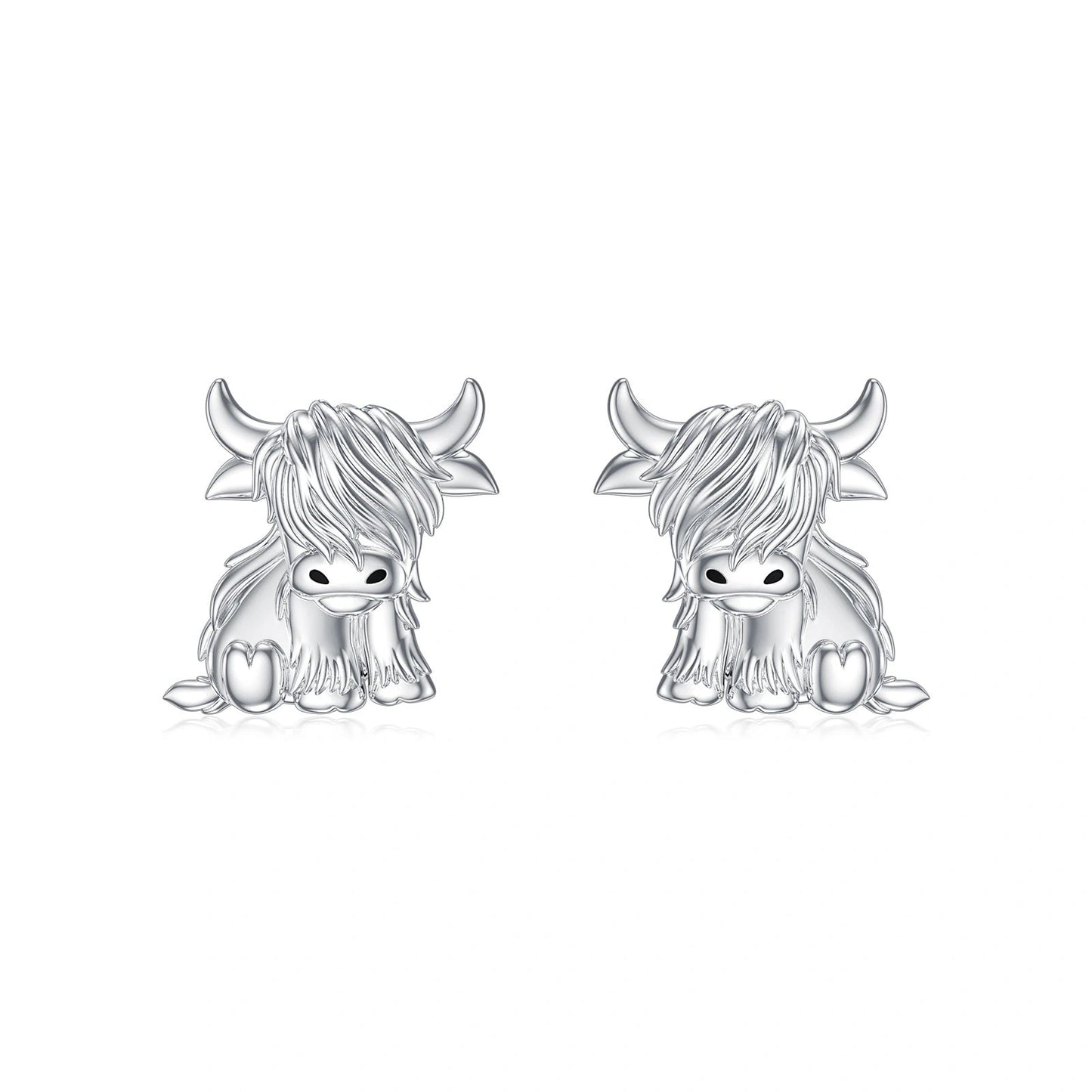 Highland Cow Earrings 925 Sterling Silver Cow Studs Earrings Highland Cow Jewelry Gifts LadyShow.Store