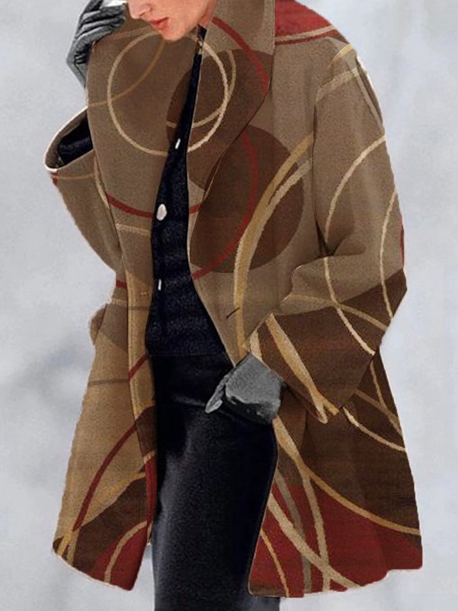 Fashion Retro Women's Lapel Print Wool Jacket LuxuryLifeWay Online Store