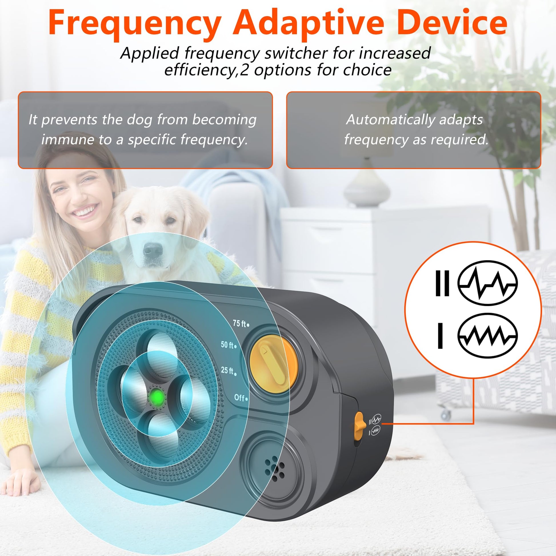 Anti Barking Device For Dogs, Bark Box Rechargeable Dog Bark Deterrent With Variable Ultra Frequency 6 Modes IP65 Waterproof Dog Silencer Stop Neighbors  Dogs From Barking Up To 75ft Pets Fashion