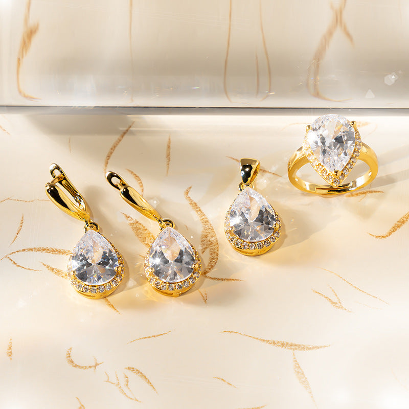 Drop-shaped Zircon Non-fading Ornament Three-piece Set LadyShow.Store