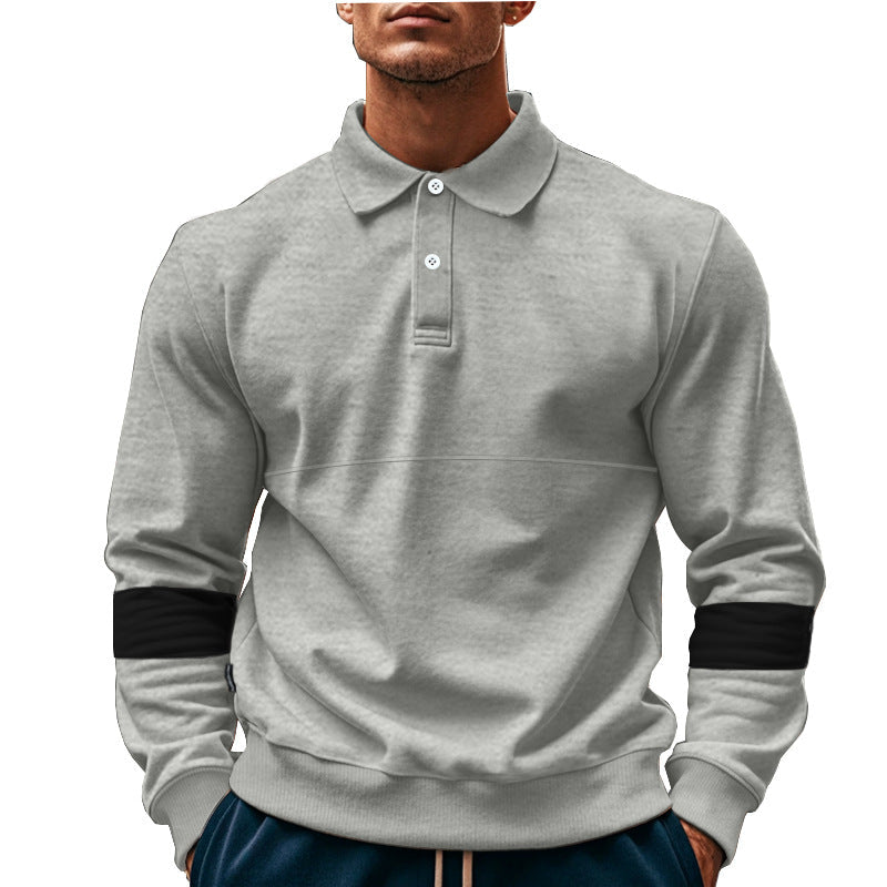Fashion Long-sleeved Lapel Polo Shirt With Button Men's Loose Casual Sports Top Fall Spring Clothing LadyShow.Store