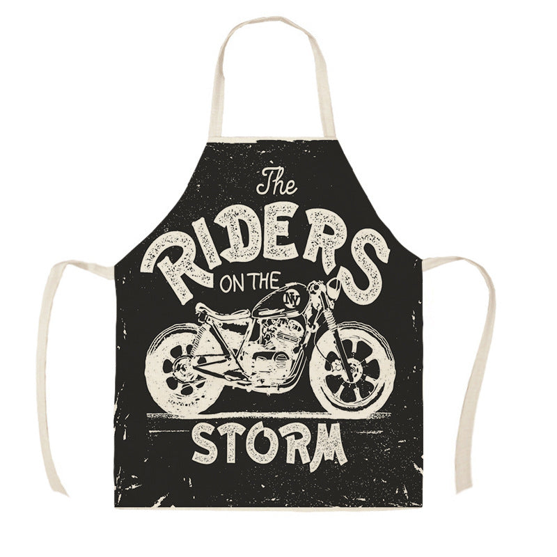 Creative Motorcycle Poster Art Letter Linen Kitchen Apron PearlNestDecor.com