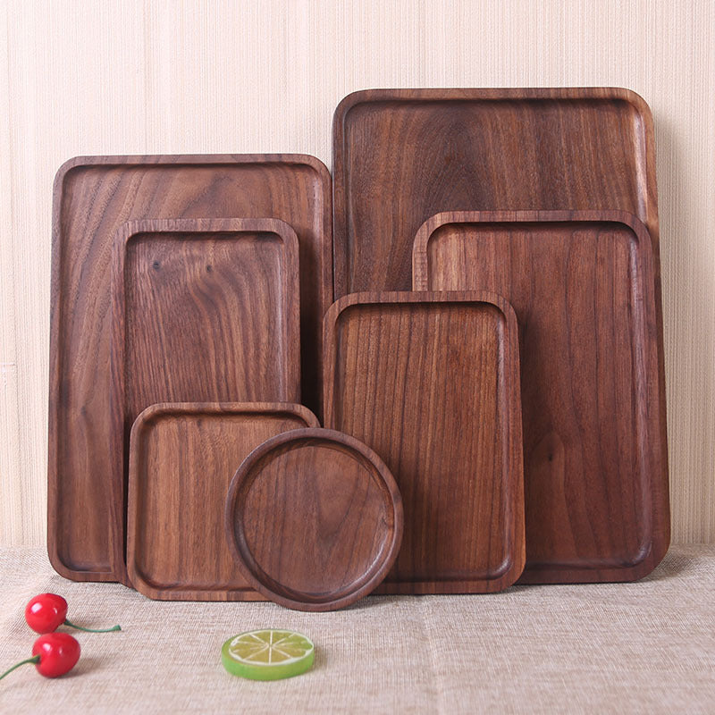 Japanese Style Wooden Black Walnut Rectangular Dinner Plate LadyShow.Store