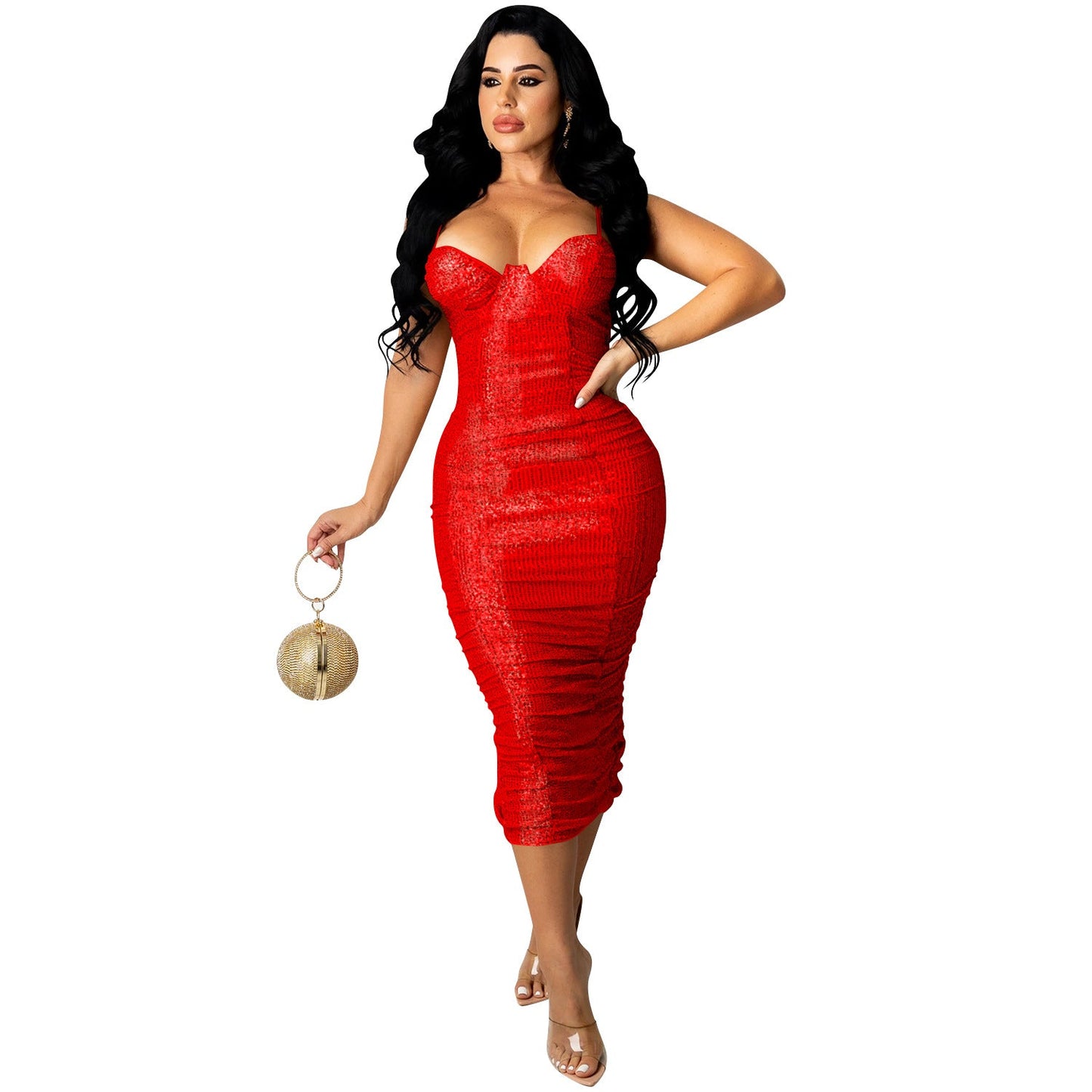 Nightclub Sequin  Sling Slit Long Dress Women NorixaFashion.com