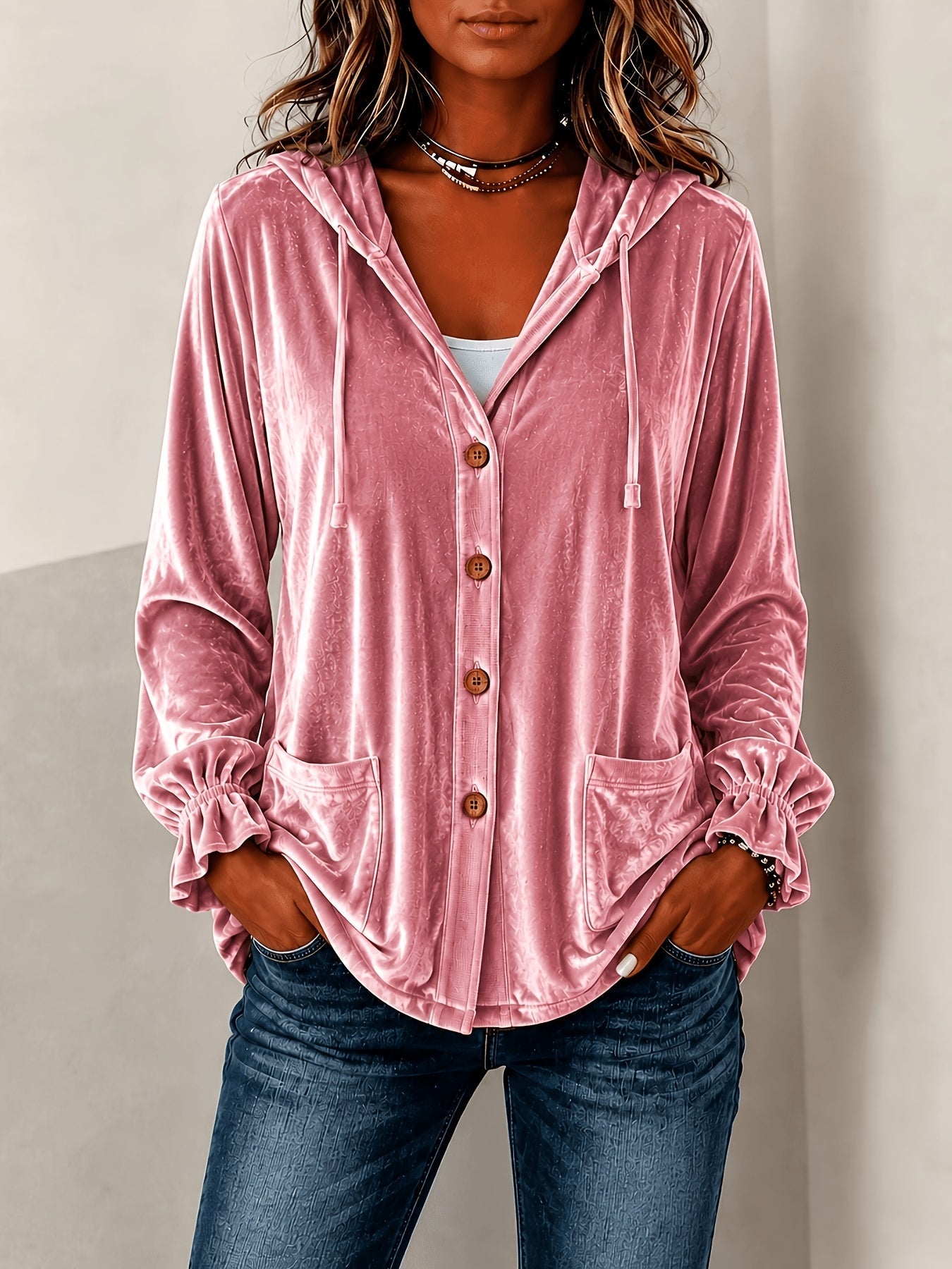 Solid-color Hooded European-style Button-up Coat NorixaFashion.com