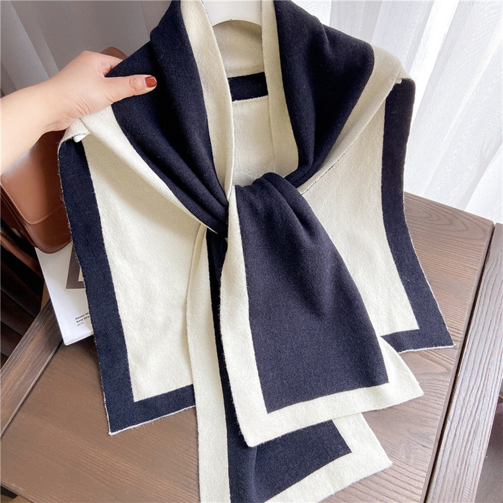 Knotted Shoulders With Contrasting Color Small Shawls LadyShow.Store