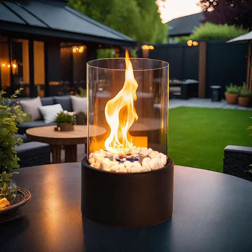 10.5" H Portable Tabletop Round Fireplace(Black) LuxuryLifeWay Online Store