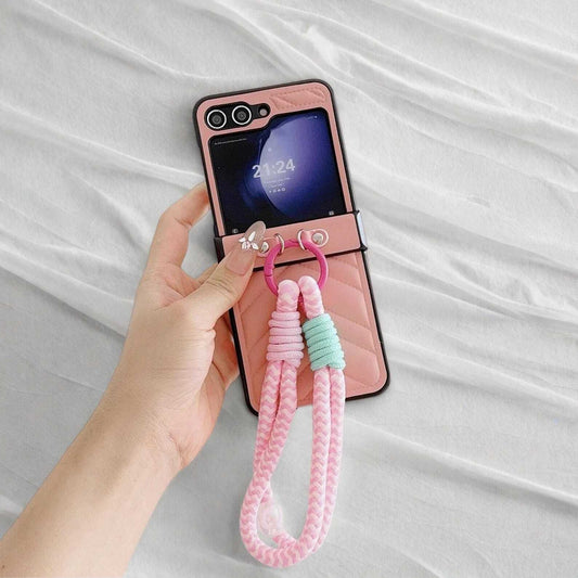 Leather Case with Wrist Strap for Samsung Galaxy Z Flip 6/5/4/3 - Hard Hinge Cover with Secure Closure & Stylish Protection LuxuryLifeWay Online Store