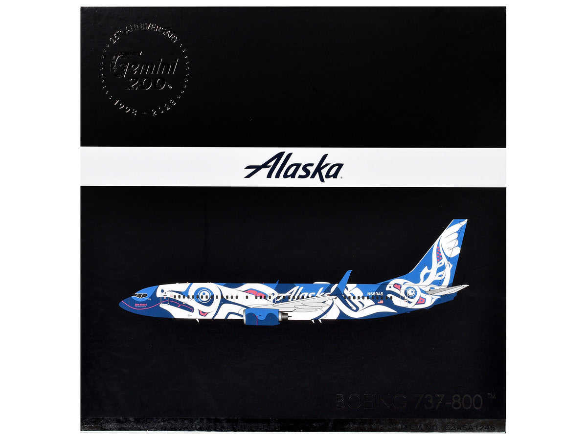 Boeing 737-800 Commercial Aircraft "Alaska Airlines" (N559AS) Salmon People Livery "Gemini 200" Series 1/200 Diecast Model Airplane by GeminiJets LuxuryLifeWay Online Store