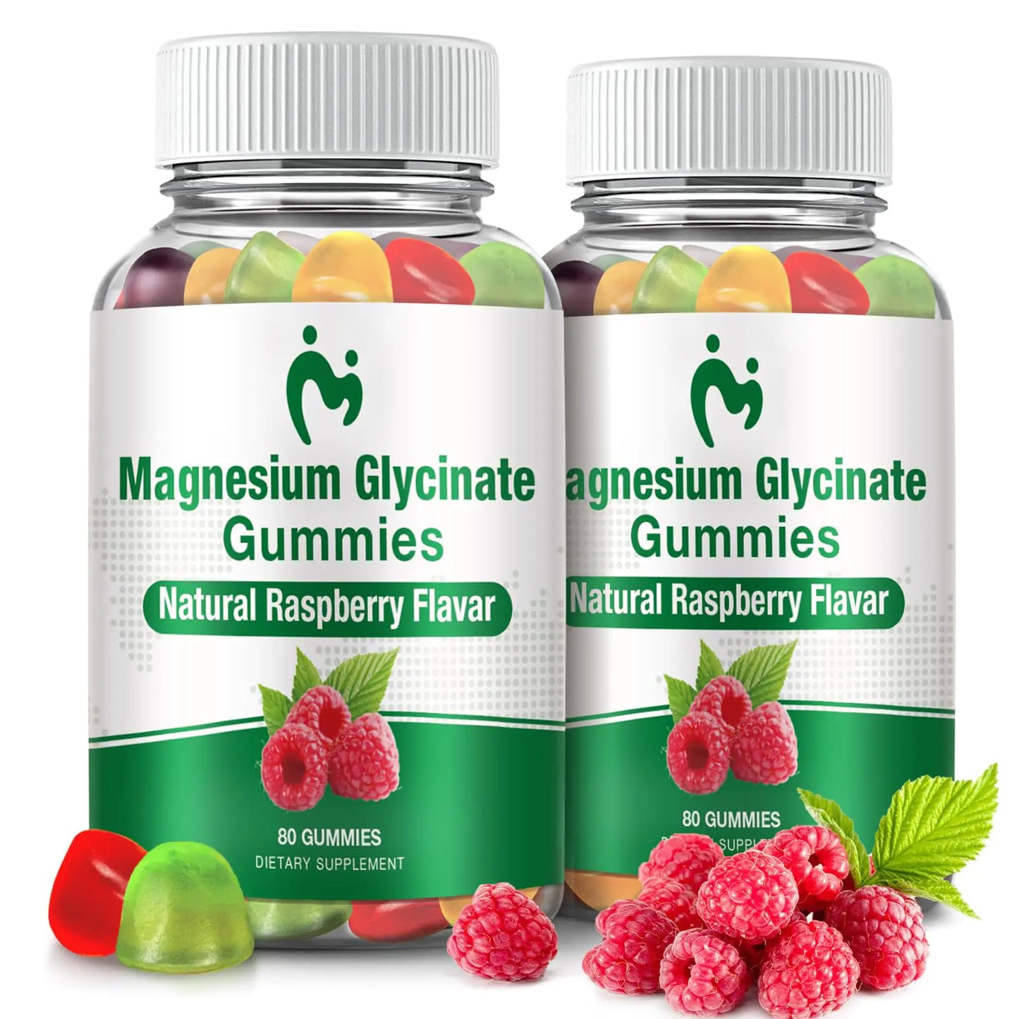 Magnesium Glycinate Gummies for Adults & Kids 2 Packs Chewable Calm Magnesium Gummies for Sleep Magnesium Glycinate 400mg Stress & Muscle Relief Magnesium Potassium Supplement