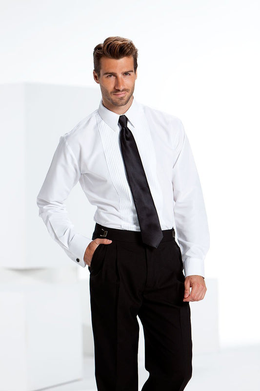 "Gianni" White Laydown Tuxedo Shirt LuxuryLifeWay Online Store