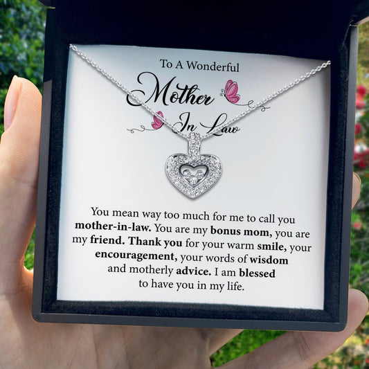 To My Wonderful Mother-in-Law - Thank You For Your Warm Smile - Tryndi Floating Heart Necklace LuxuryLifeWay Online Store