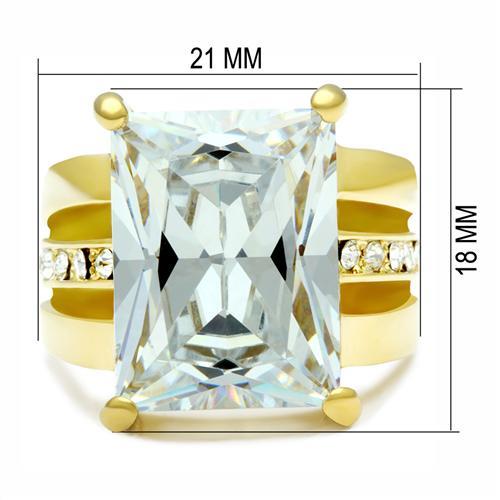 GL089 - IP Gold(Ion Plating) Brass Ring with AAA Grade CZ  in Clear LuxuryLifeWay Online Store