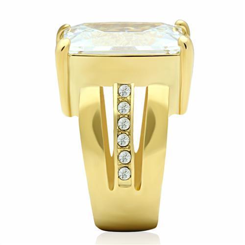 GL089 - IP Gold(Ion Plating) Brass Ring with AAA Grade CZ  in Clear LuxuryLifeWay Online Store
