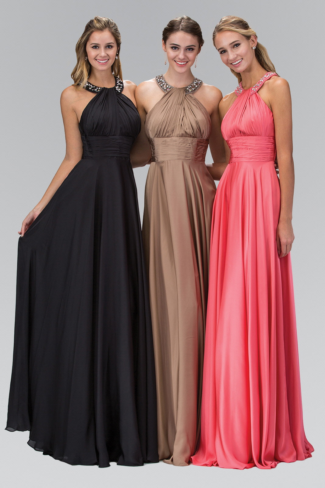 harmeuse Long Dress with Beaded Halter Neckline LuxuryLifeWay Online Store