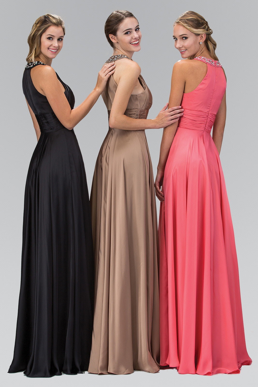 harmeuse Long Dress with Beaded Halter Neckline LuxuryLifeWay Online Store