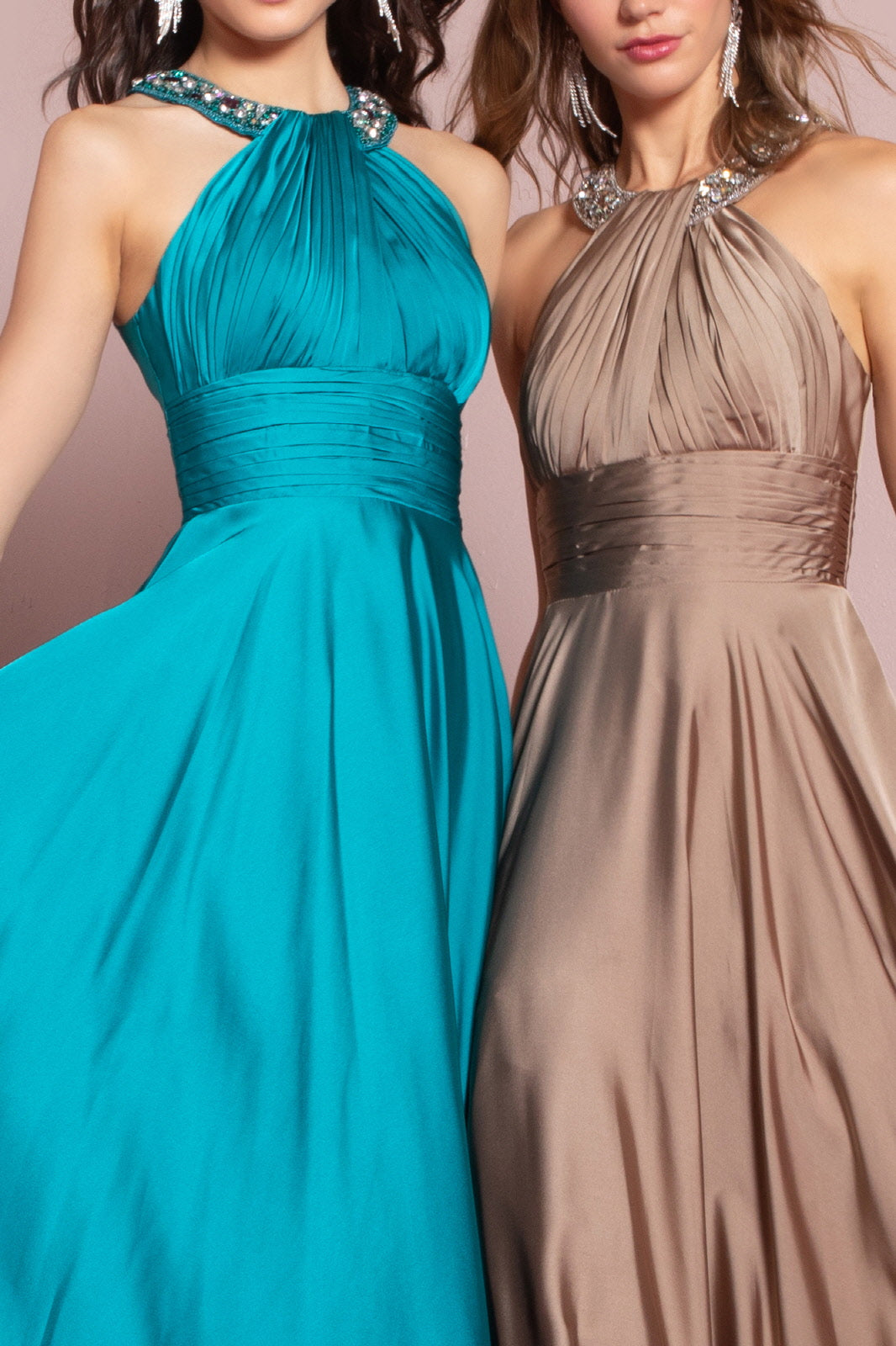 harmeuse Long Dress with Beaded Halter Neckline LuxuryLifeWay Online Store