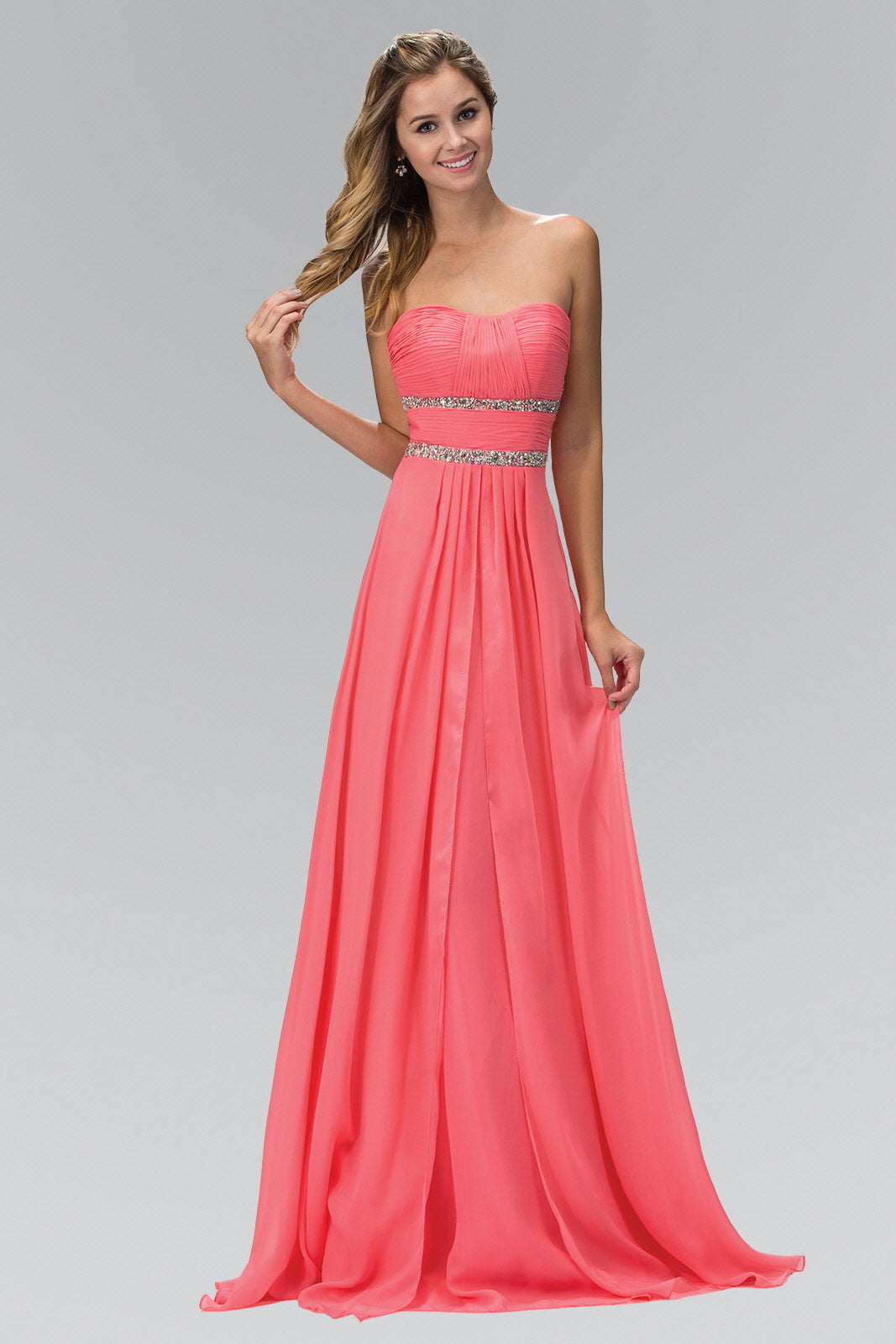 Strapless Floor Length Chiffon Dress with Sequin Detailing LuxuryLifeWay Online Store