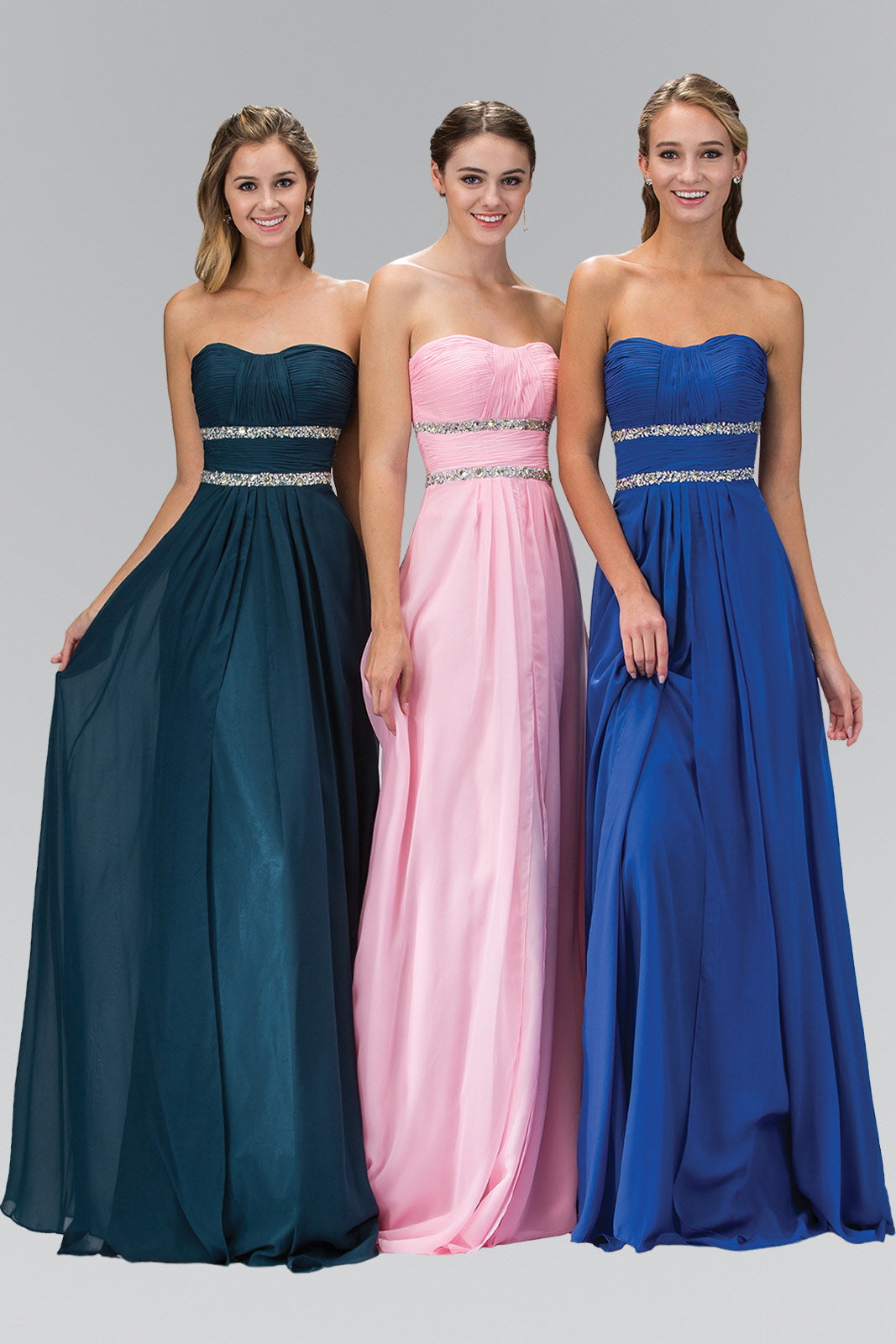 Strapless Floor Length Chiffon Dress with Sequin Detailing LuxuryLifeWay Online Store