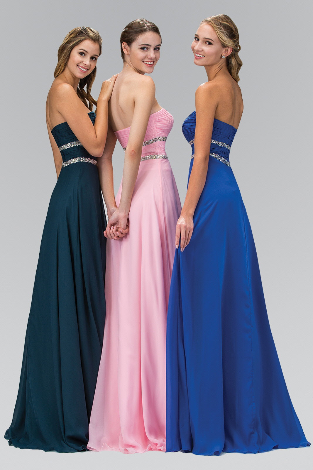 Strapless Floor Length Chiffon Dress with Sequin Detailing LuxuryLifeWay Online Store