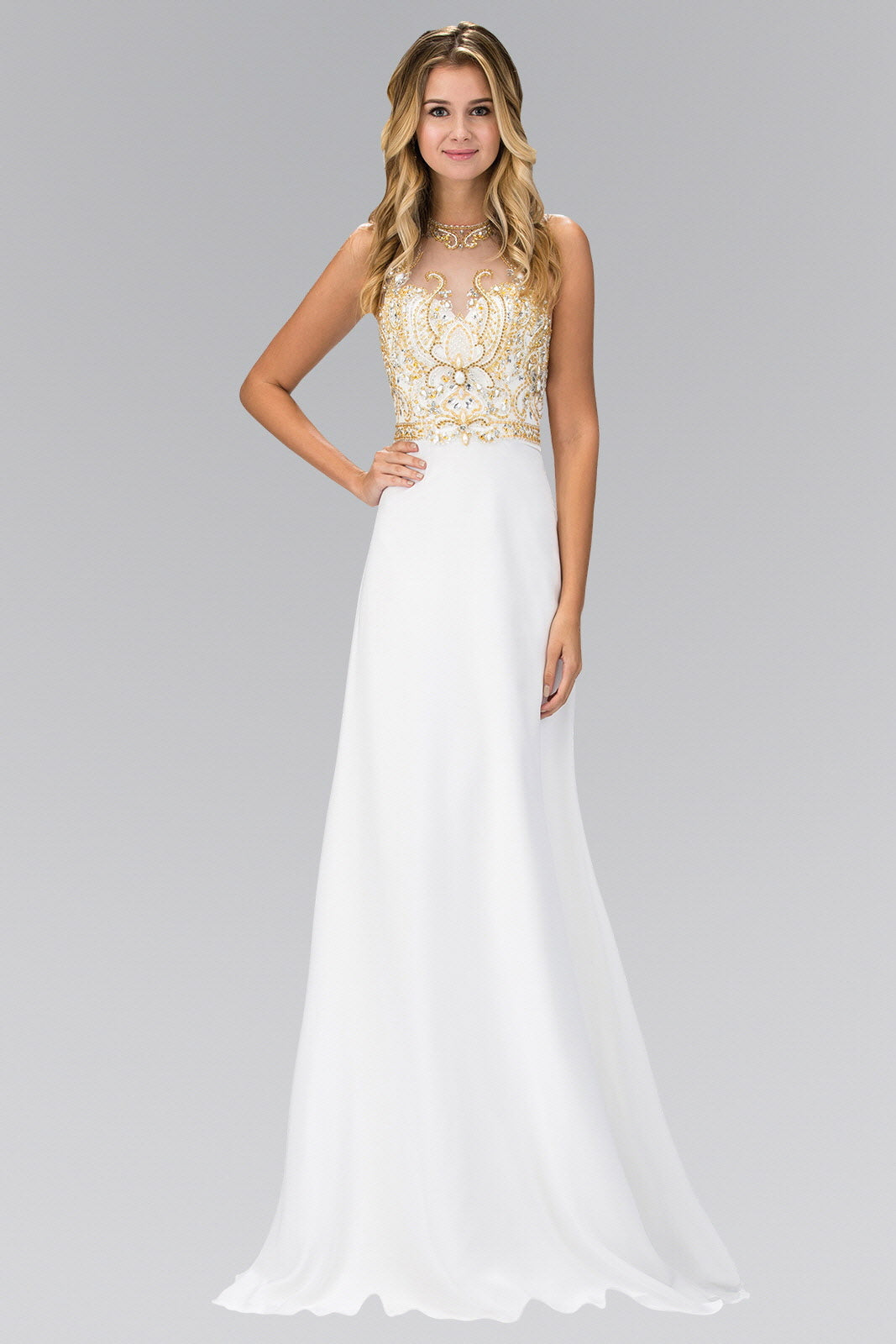 Jewel and Bead Embellished Long Dress with Back Cut Out LuxuryLifeWay Online Store