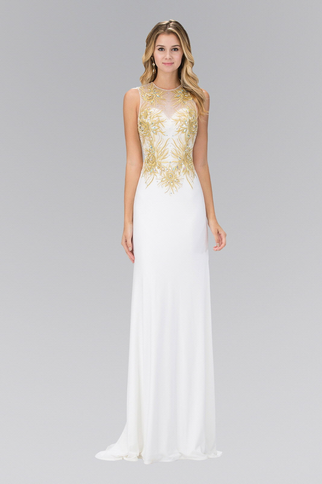 Floor Length Dress with Lace Embroidered Back and Bodice LuxuryLifeWay Online Store