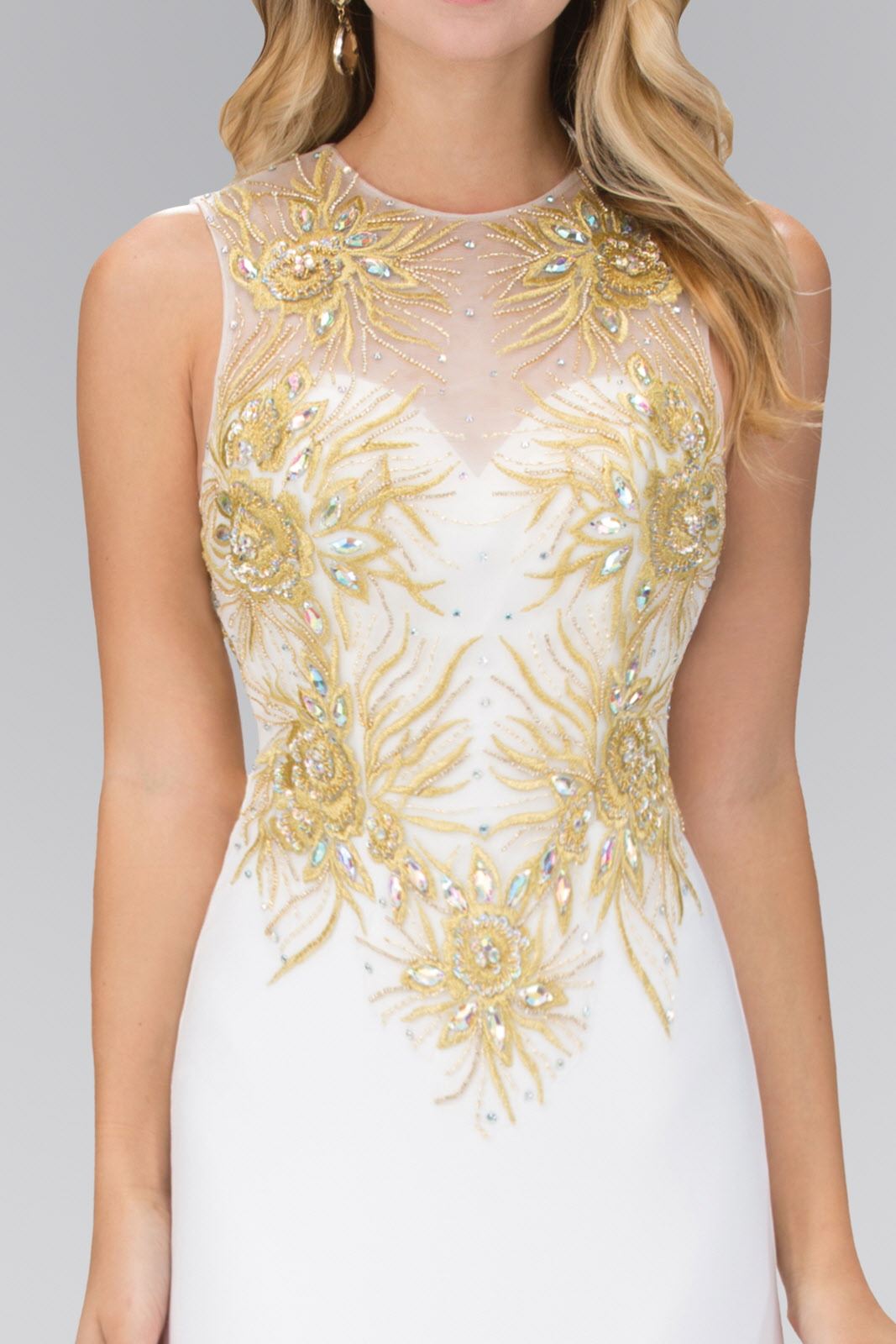 Floor Length Dress with Lace Embroidered Back and Bodice LuxuryLifeWay Online Store