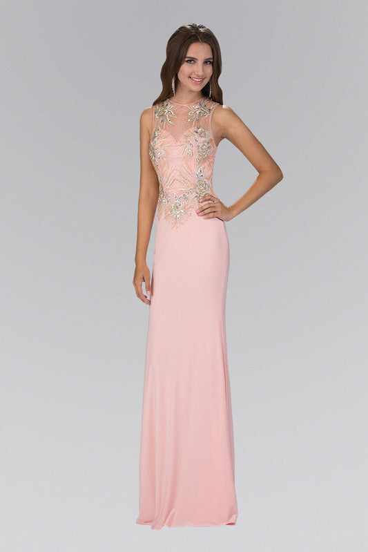 Floor Length Dress with Lace Embroidered Back and Bodice LuxuryLifeWay Online Store