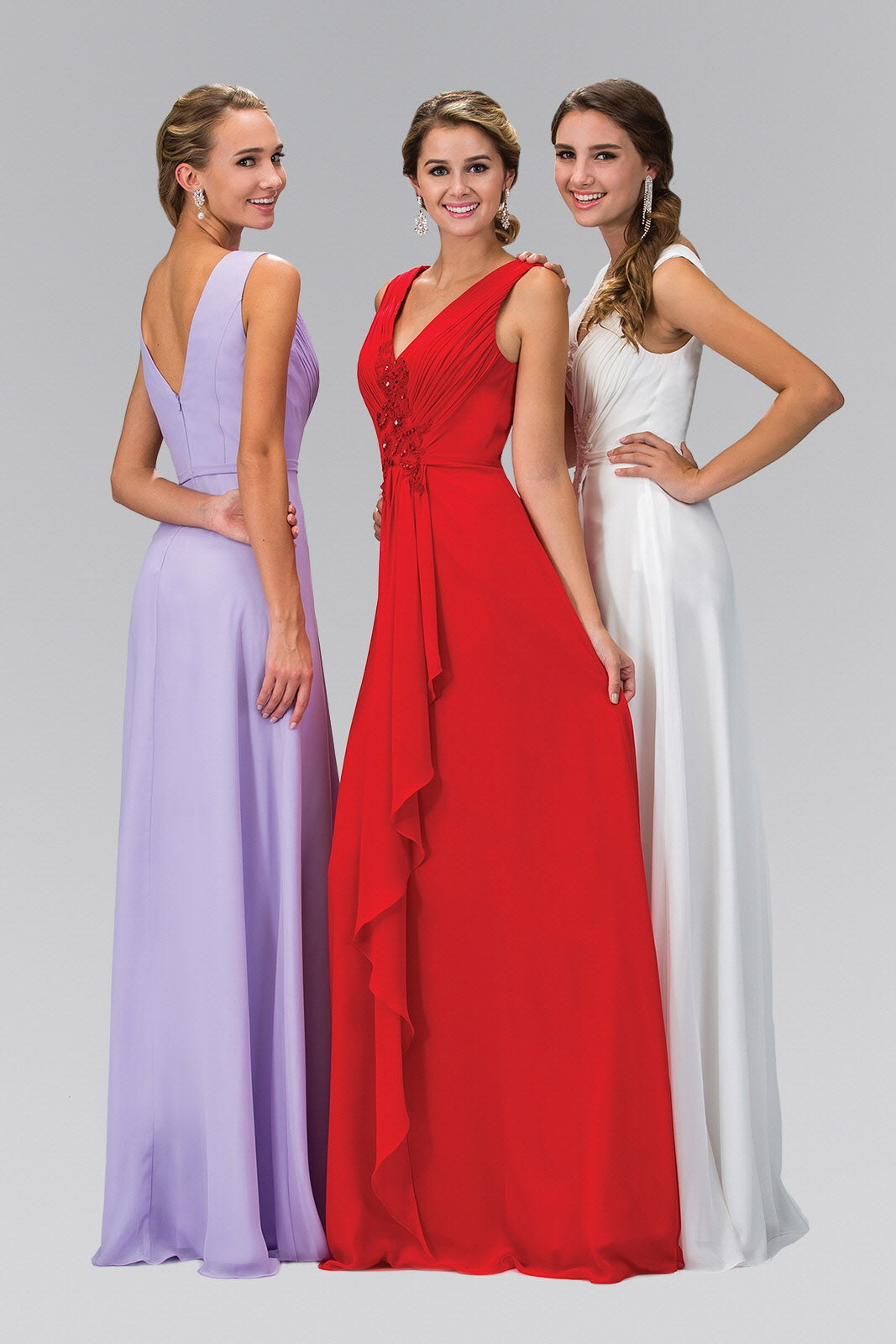 Sleeveless Long Chiffon Dress Accented with Floral Bead LuxuryLifeWay Online Store