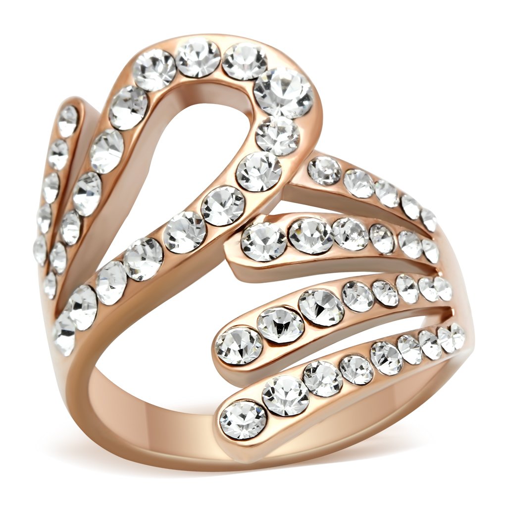 GL149 - IP Rose Gold(Ion Plating) Brass Ring with Top Grade Crystal  in Clear LuxuryLifeWay Online Store