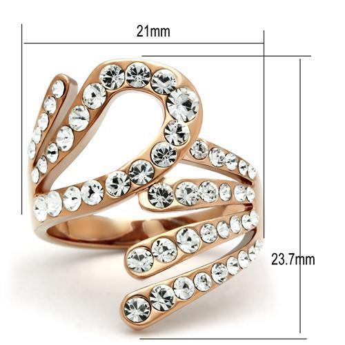 GL149 - IP Rose Gold(Ion Plating) Brass Ring with Top Grade Crystal  in Clear LuxuryLifeWay Online Store