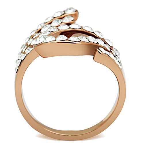 GL149 - IP Rose Gold(Ion Plating) Brass Ring with Top Grade Crystal  in Clear LuxuryLifeWay Online Store