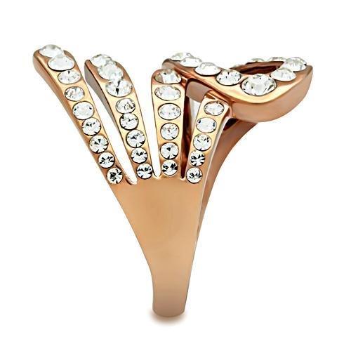 GL149 - IP Rose Gold(Ion Plating) Brass Ring with Top Grade Crystal  in Clear LuxuryLifeWay Online Store