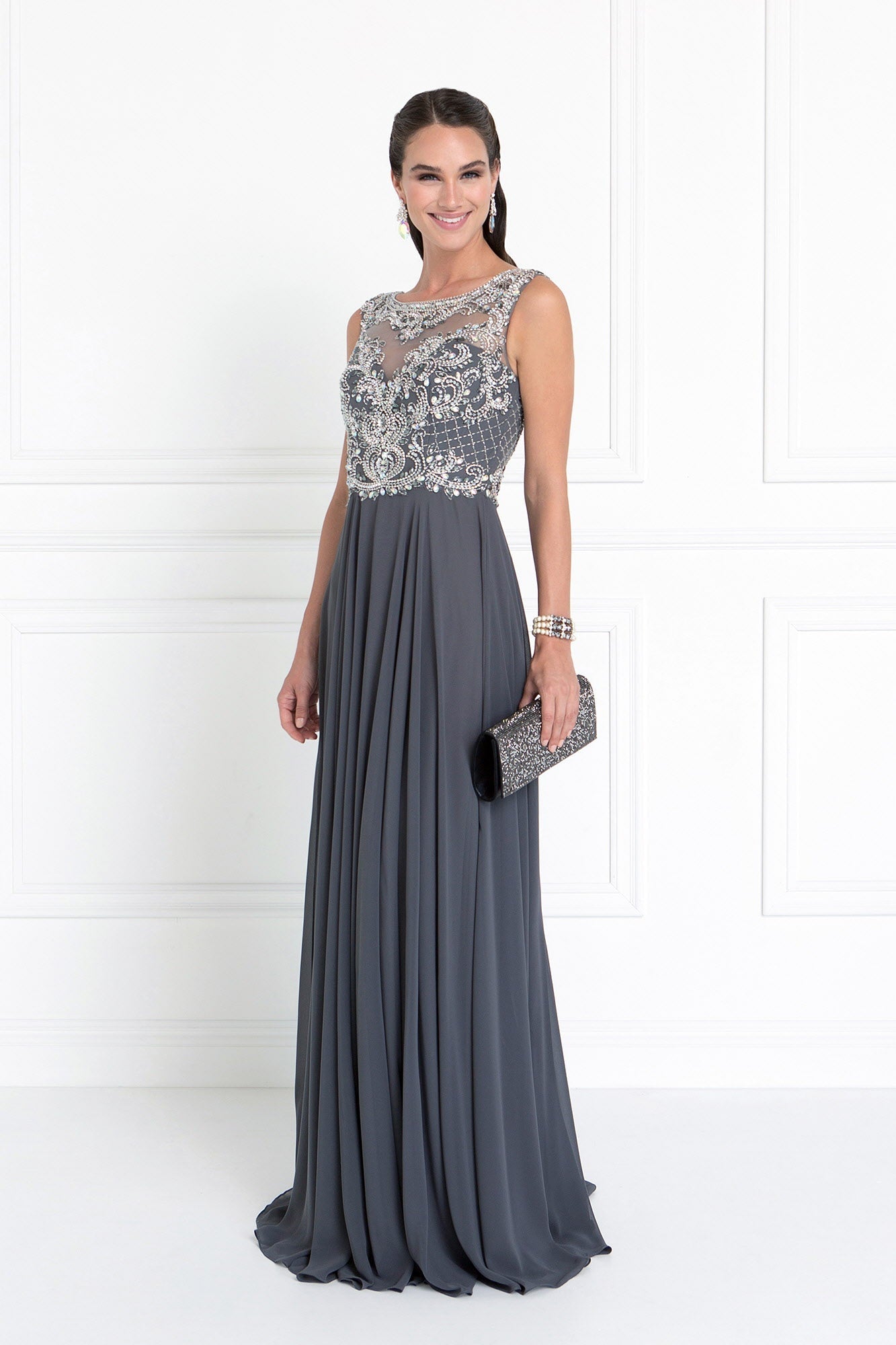 Chiffon Illusion Sweetheart A-Line Long Dress with Cut-Out Back LuxuryLifeWay Online Store