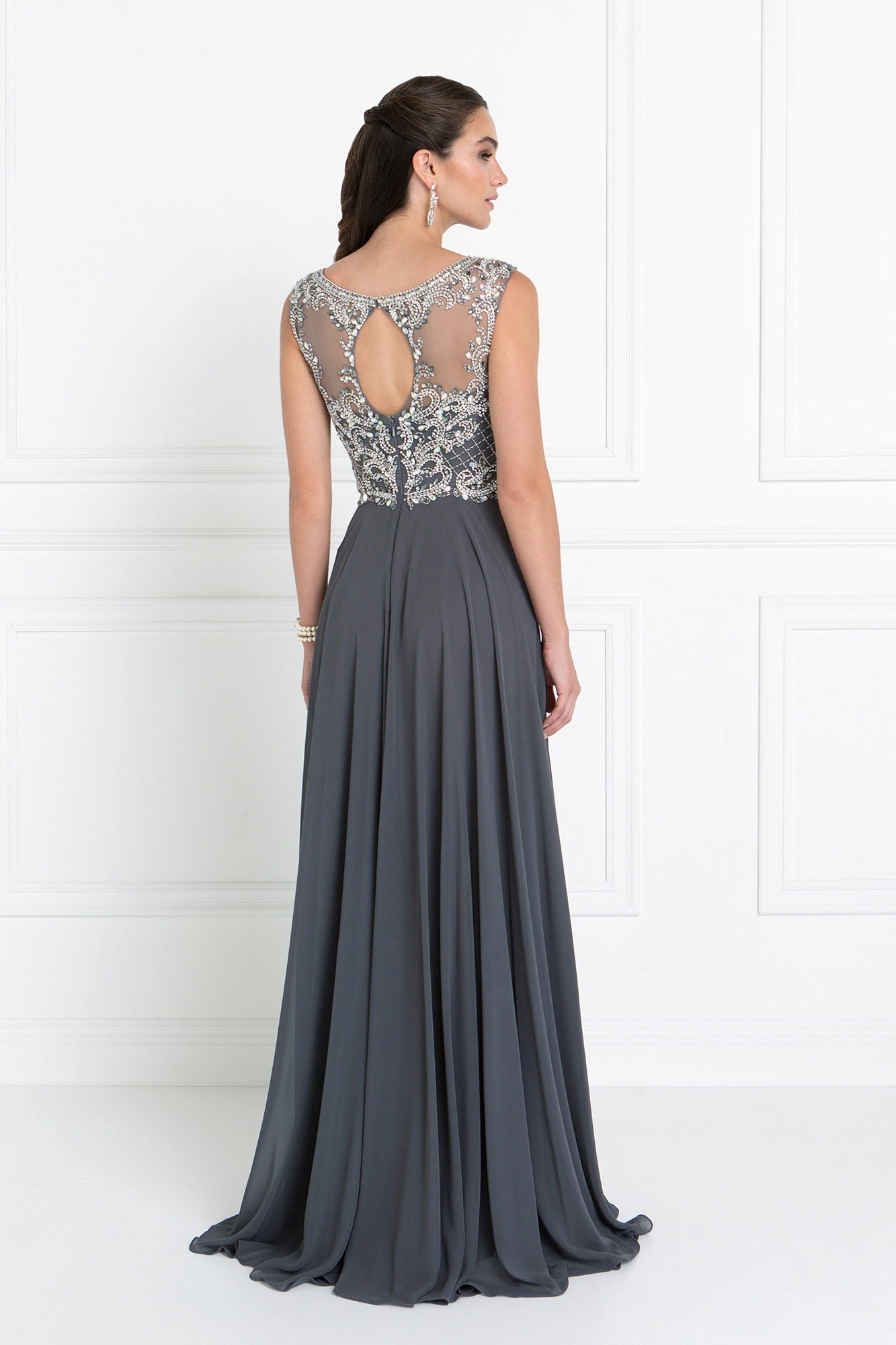 Chiffon Illusion Sweetheart A-Line Long Dress with Cut-Out Back LuxuryLifeWay Online Store
