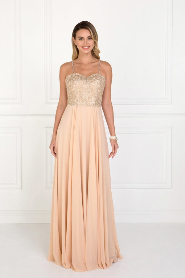 Chiffon Sweetheart A-Ling Long Dress with Jewels Embellished LuxuryLifeWay Online Store