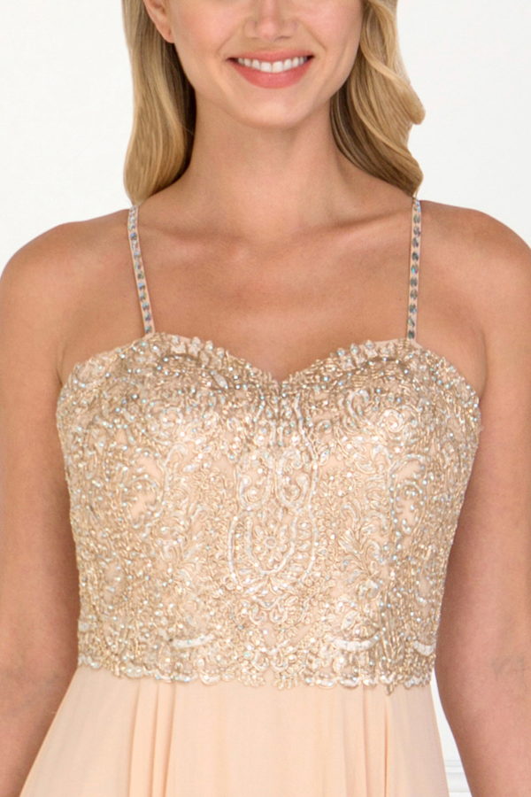 Chiffon Sweetheart A-Ling Long Dress with Jewels Embellished LuxuryLifeWay Online Store
